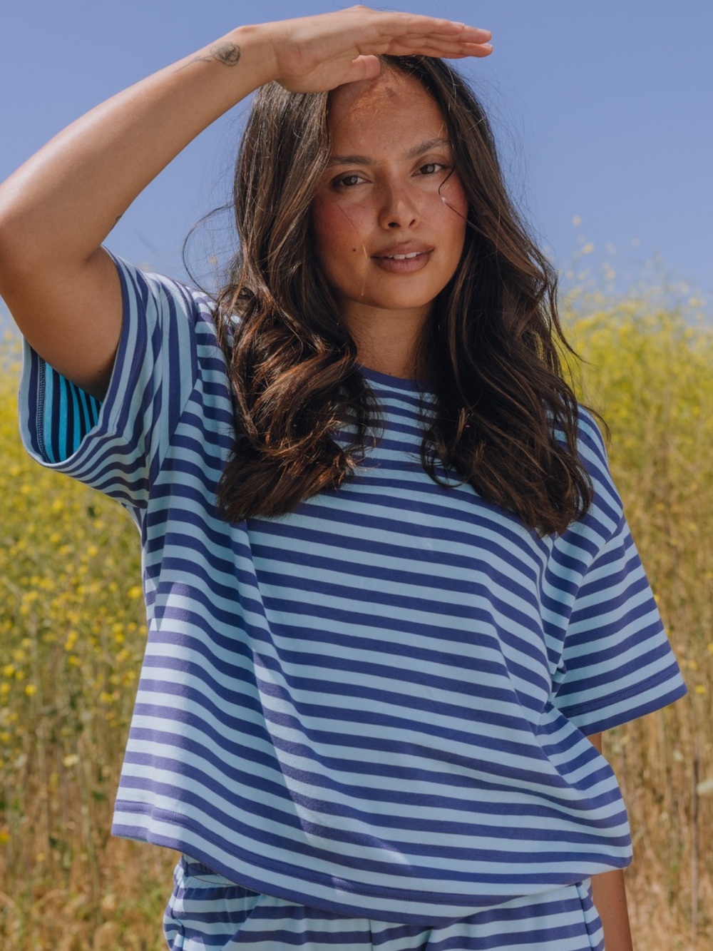 Daily Drills Blue Striped SET - Short Sleeve & pants
